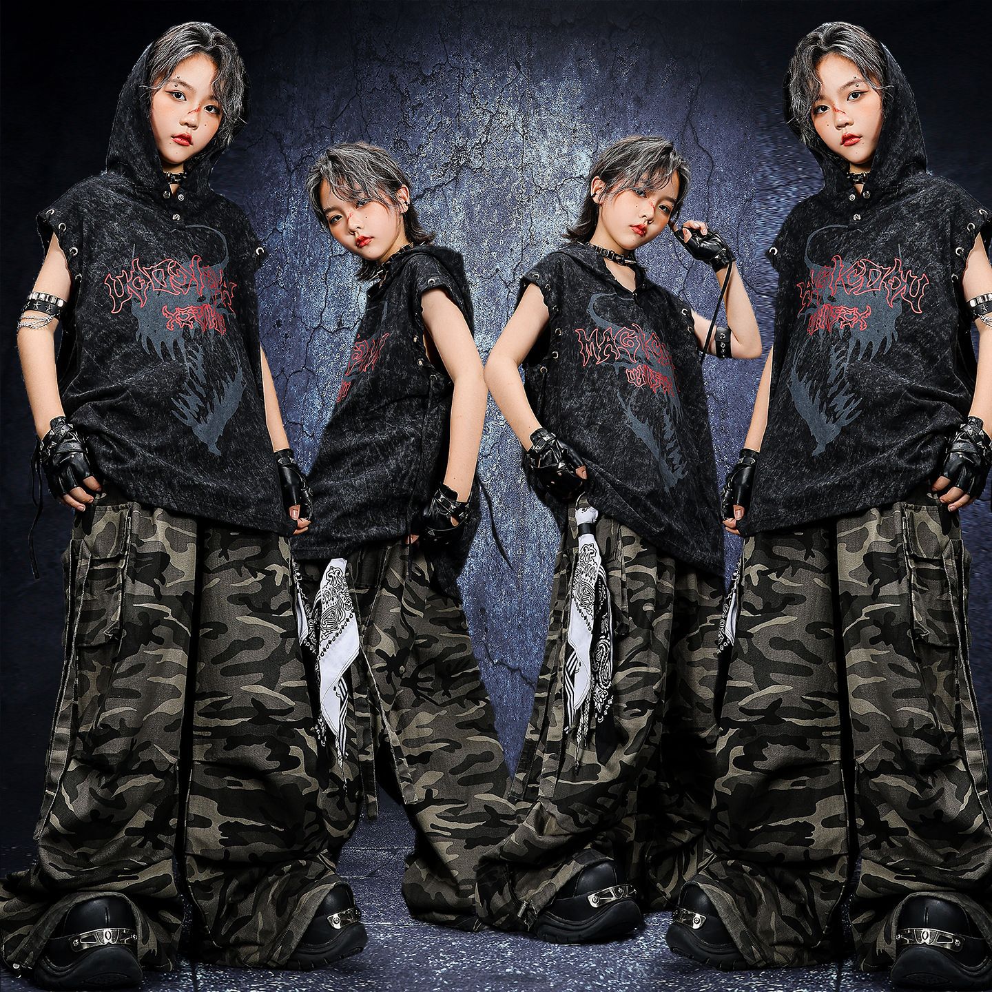 街舞儿童潮服嘻哈男童hiphop童装酷帅女童爵士舞走秀炸街舞蹈演出