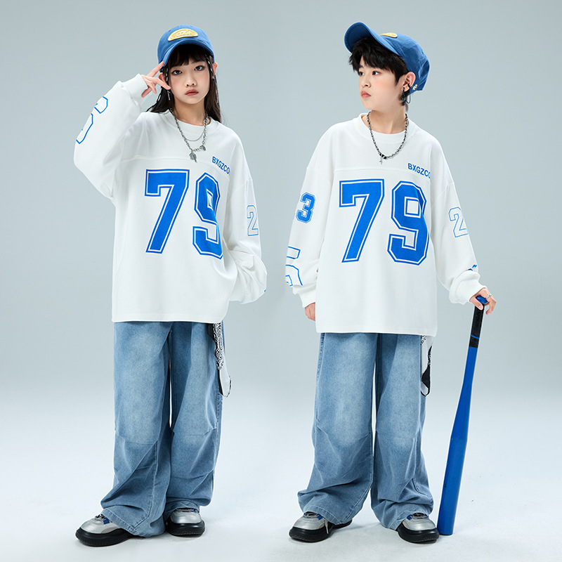 街舞儿童潮服演出服男童套装hiphop少儿嘻哈爵士舞女潮牌数字卫衣